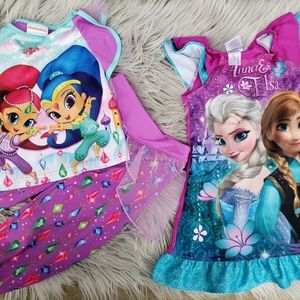 Girls Shimmer and Shine & Frozen Nightie Lot